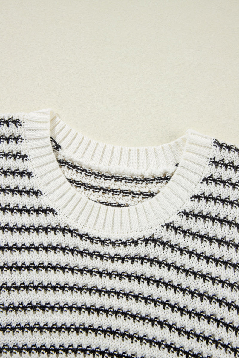 Sandy Striped Round Neck Sweater Vest