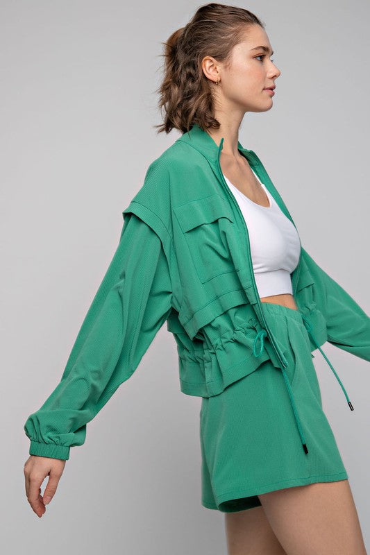 Tay Crinkle Woven Cropped Jacket