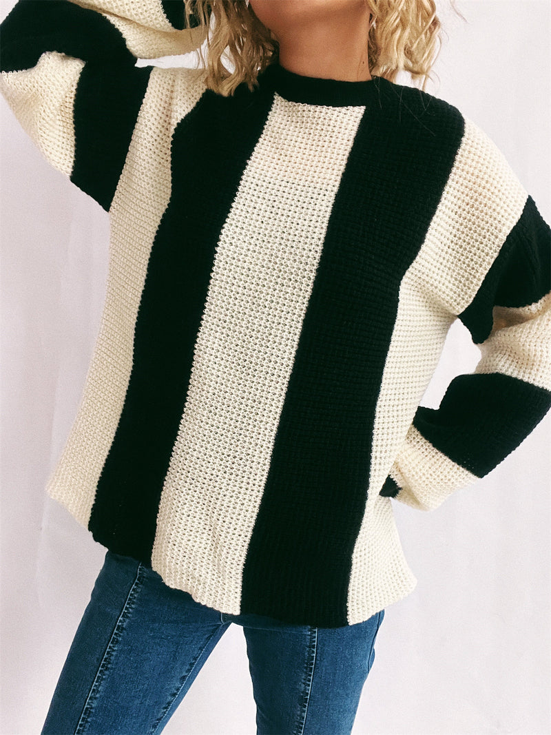 Gilly Color Block Round Neck Long Sleeve Sweater- Deal of the Day!