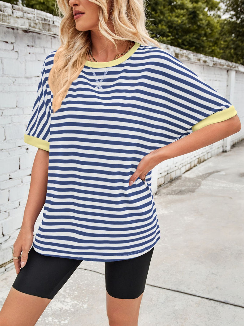 Tanya Lovelet Striped Round Neck Half Sleeve T-Shirt