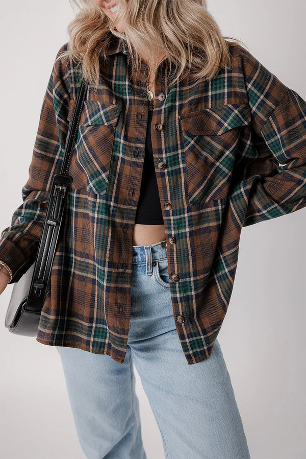 Vanessa Plaid Button Up Long Sleeve Jacket