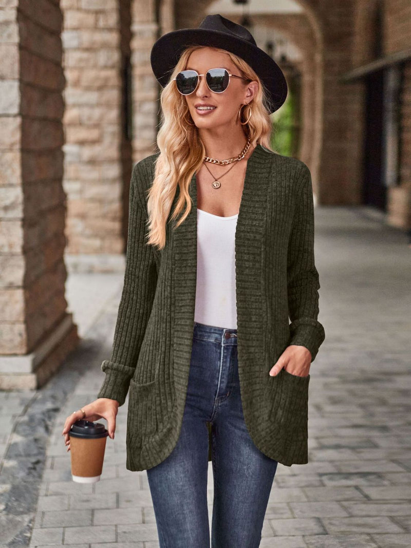 Kristina Open Front Cardigan with Pockets