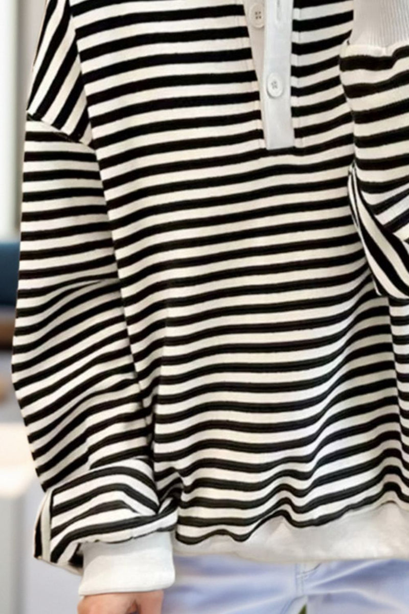 Julia Striped Dropped Shoulder Long Sleeve Sweatshirt