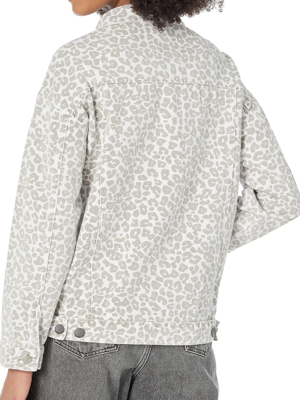 Marie Leopard Button Up Long Sleeve Denim Jacket