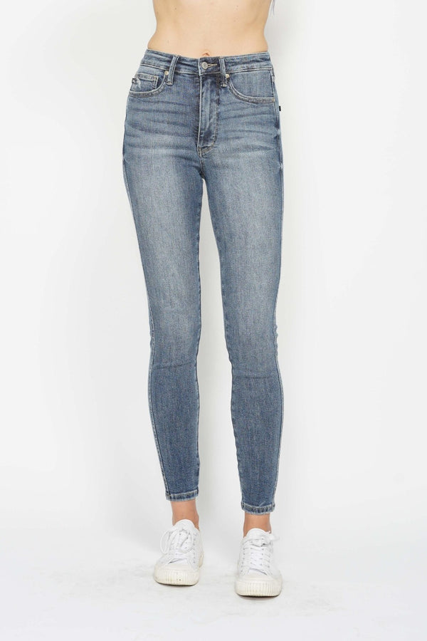 Tommy Judy Blue Full Size Tummy Control Contrast Wash Skinny Jeans