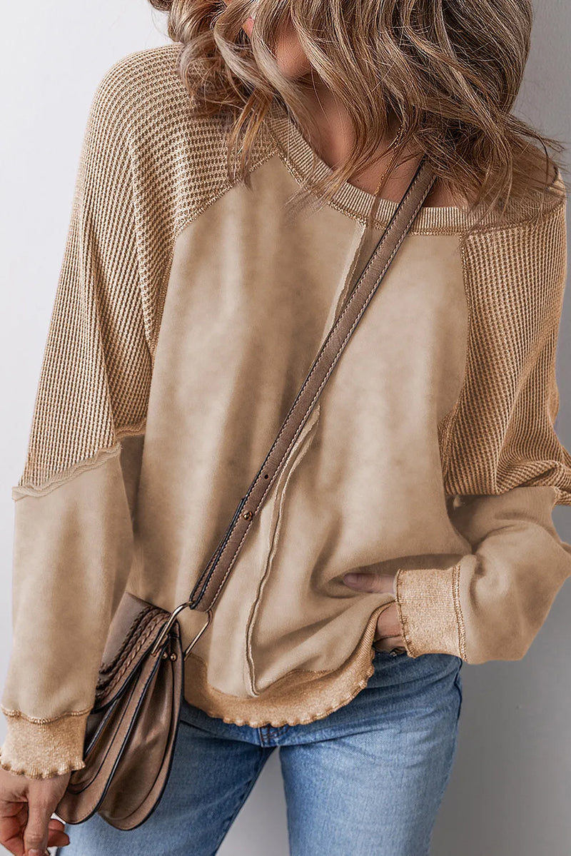 Karina Exposed Seam Long Sleeve Sweatshirt