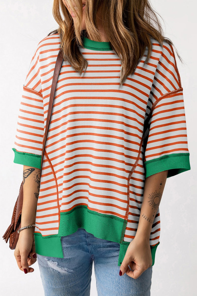 Lisa Striped Round Neck Half Sleeve T-Shirt