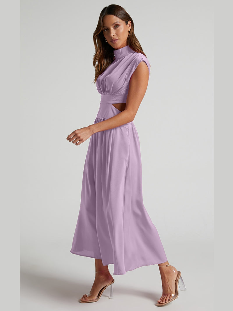 Grace Cutout Mock Neck Sleeveless Ruched Dress