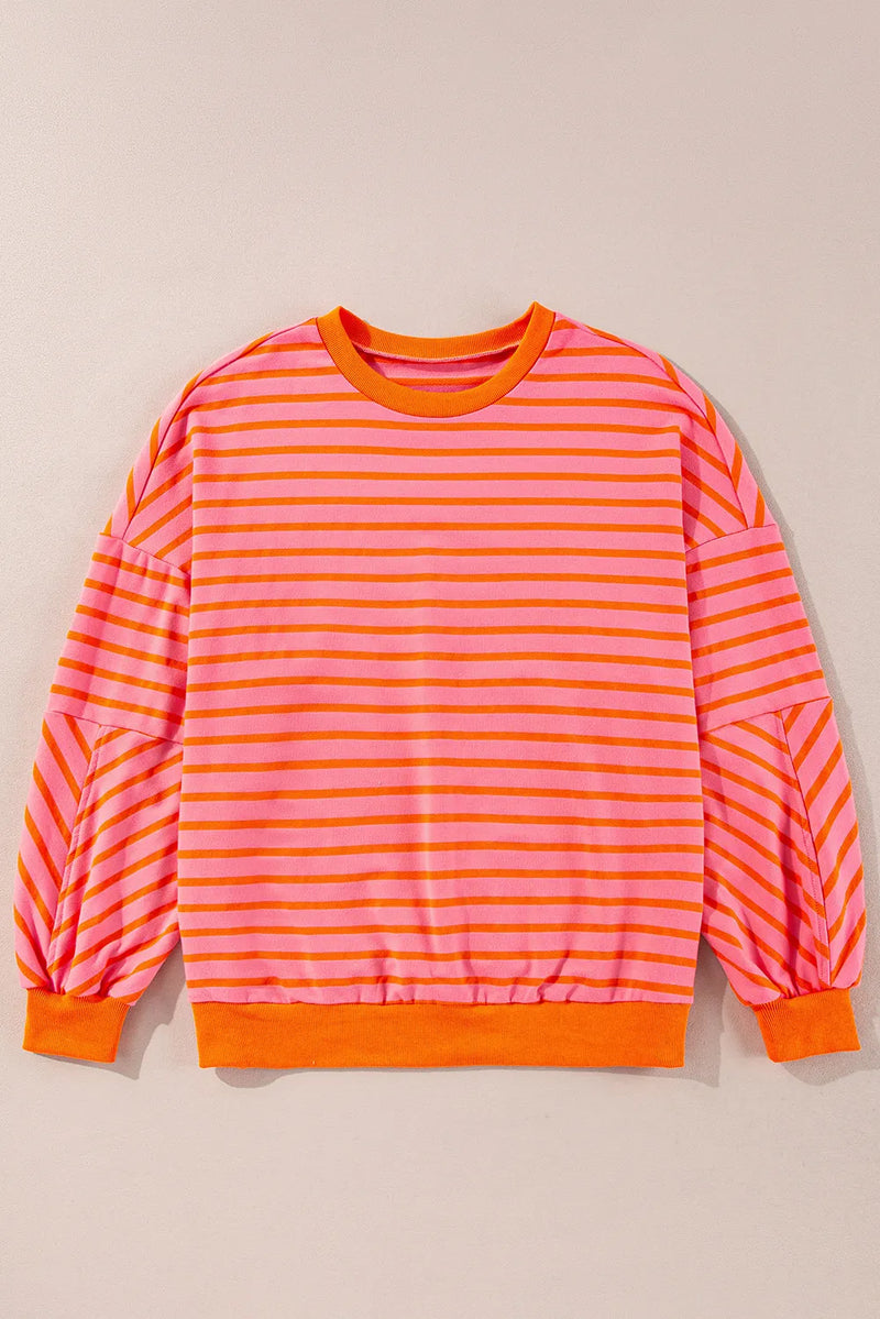 Daria Striped Dropped Shoulder Long Sleeve Sweatshirt