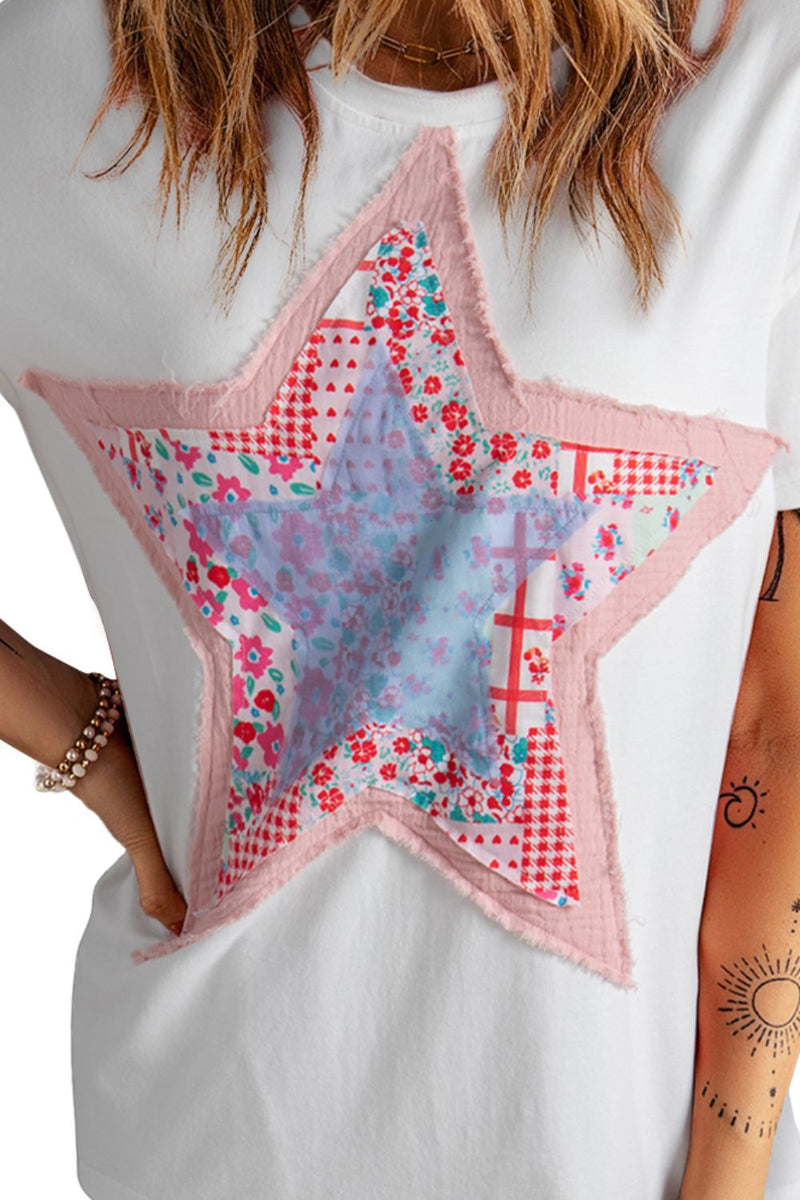 Betsy Star Round Neck Short Sleeve T-Shirt