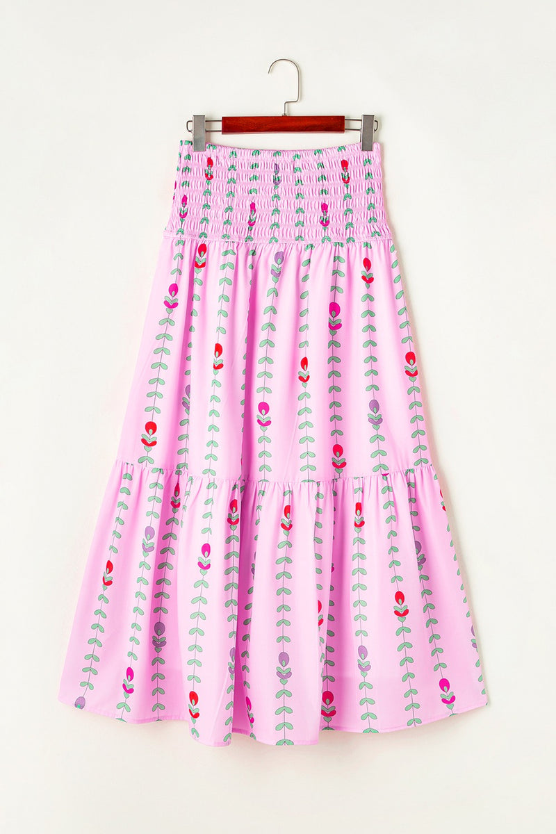 Raden Smocked Printed High Waist Skirt