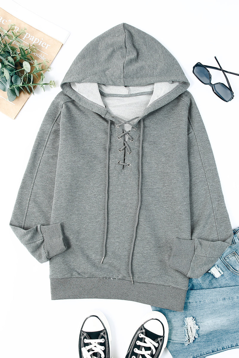 Macy Lace-Up Dropped Shoulder Hoodie