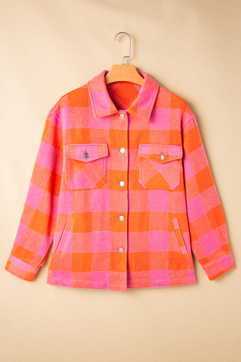 Patsie Plaid Collared Neck Button Up Jacket