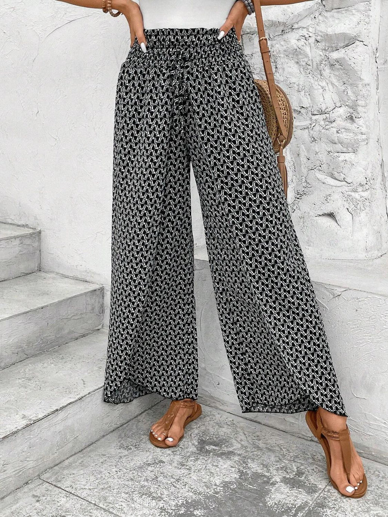 Tally Tied Printed Wide Leg Pants