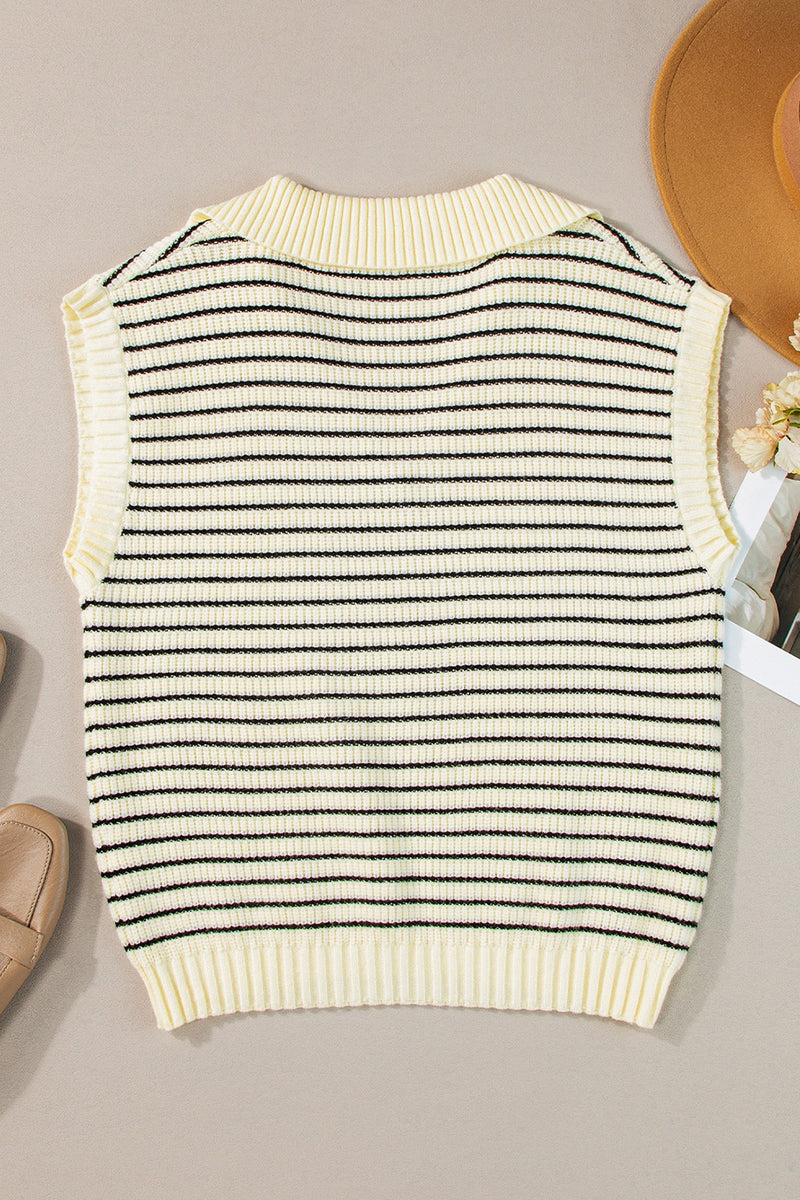 Madelyn Striped Collared Neck Tank