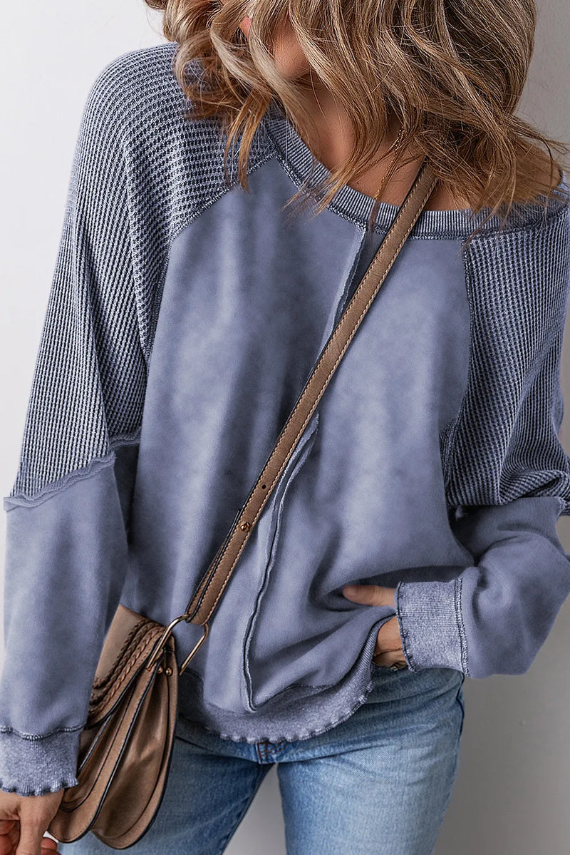 Karina Exposed Seam Long Sleeve Sweatshirt