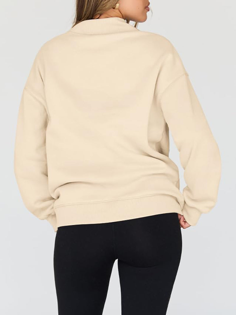 Mock Neck Drop Shoulder Long Sleeve Sweatshirt