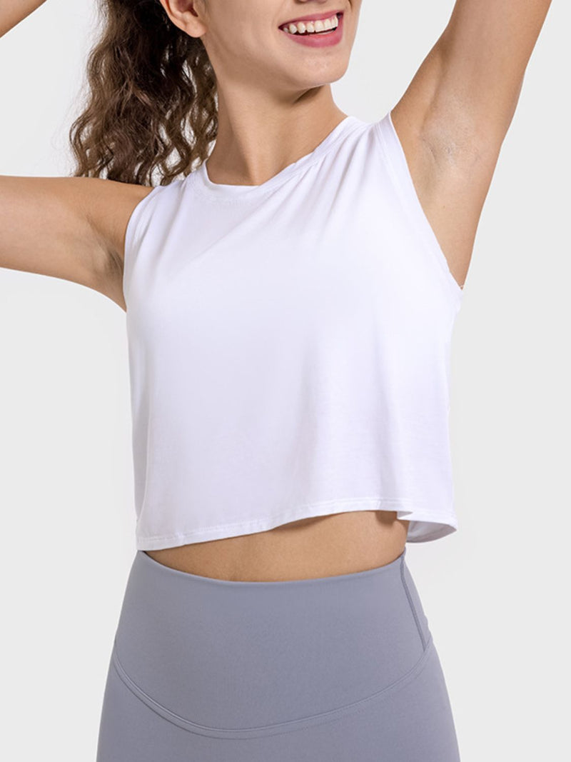 Juniper Drawstring Cutout Round Neck Active Tank