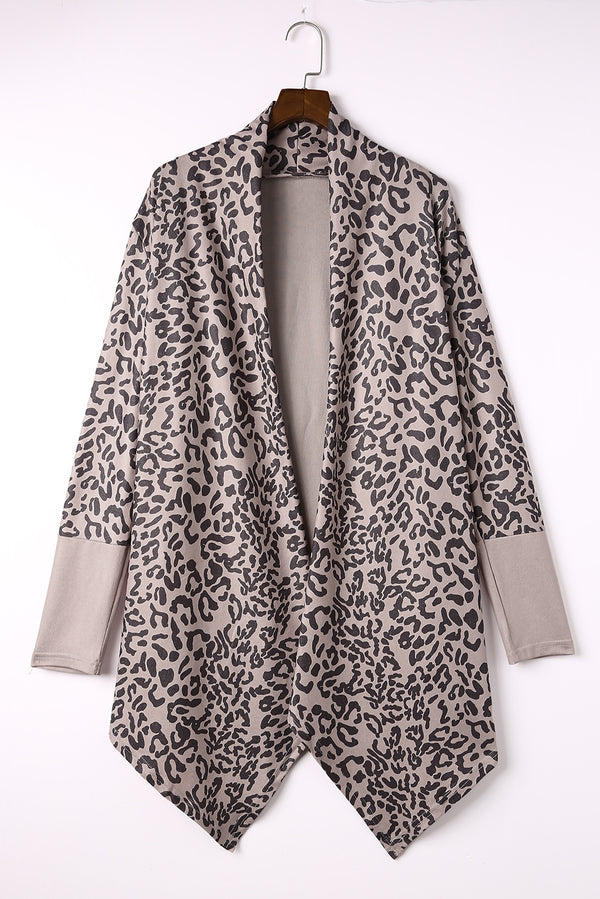 Brighton Leopard Open Front Long Sleeve Cover-Up