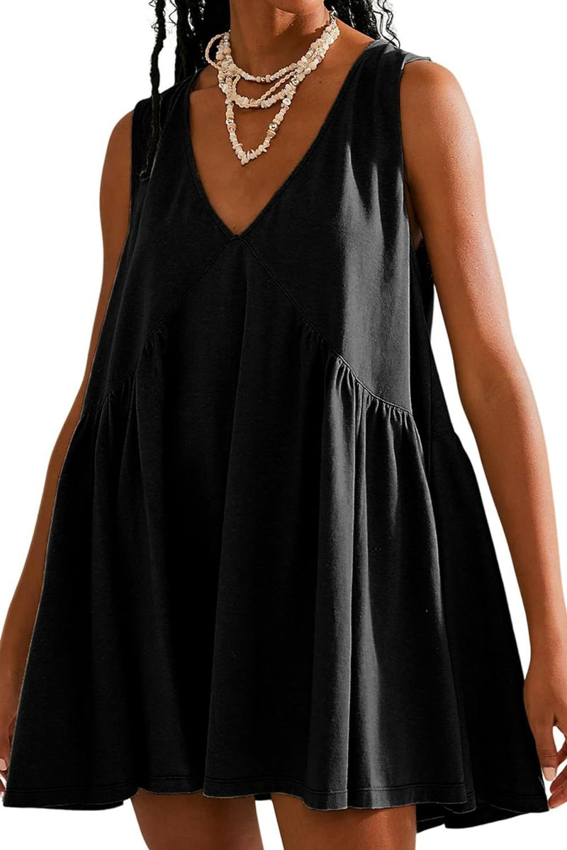 Tanner Plunge Wide Strap Mini Tank Dress