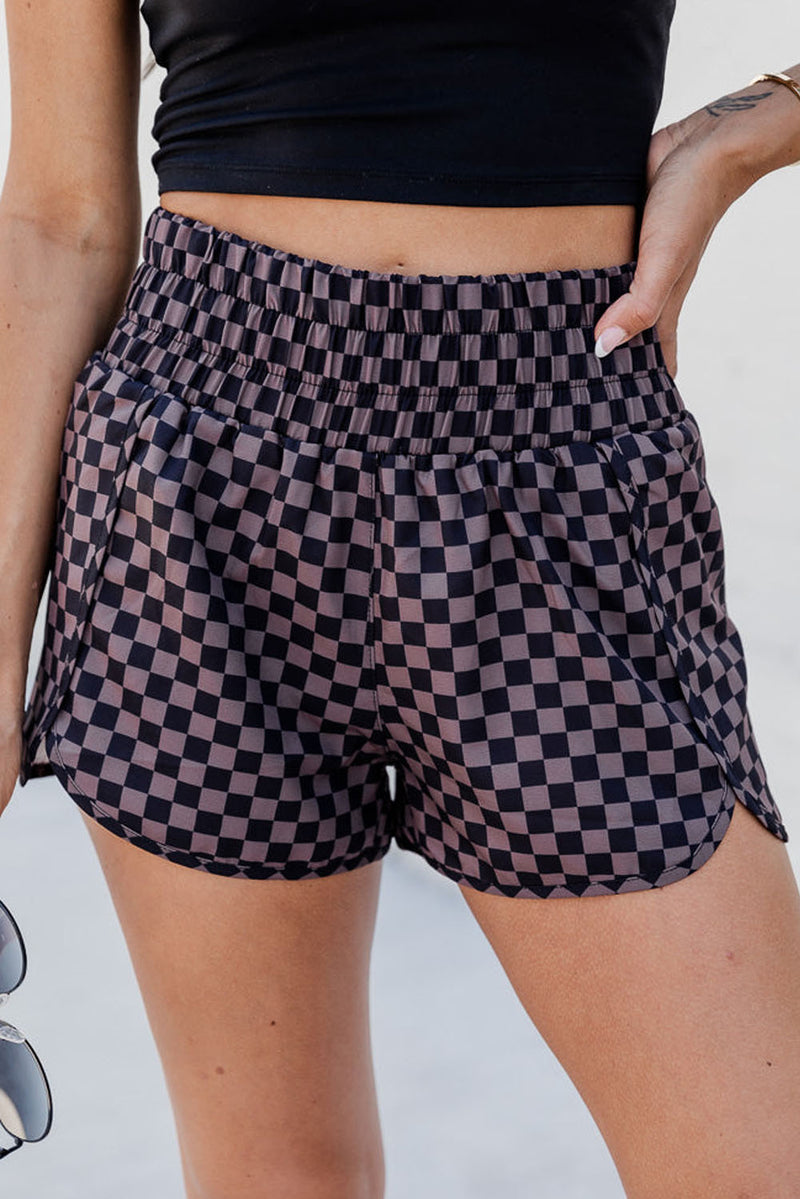 Gunner Checkered Elastic Waist Shorts