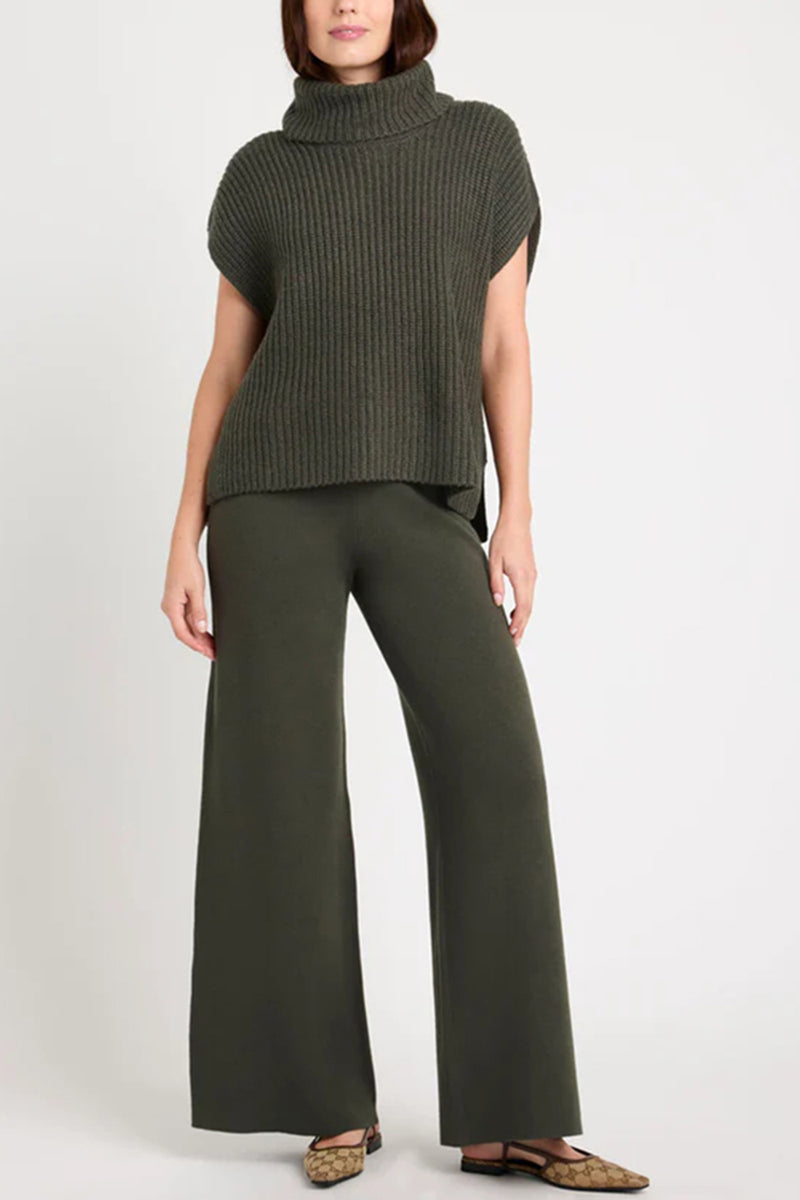 Alden Slit Turtleneck Cap Sleeve Sweater