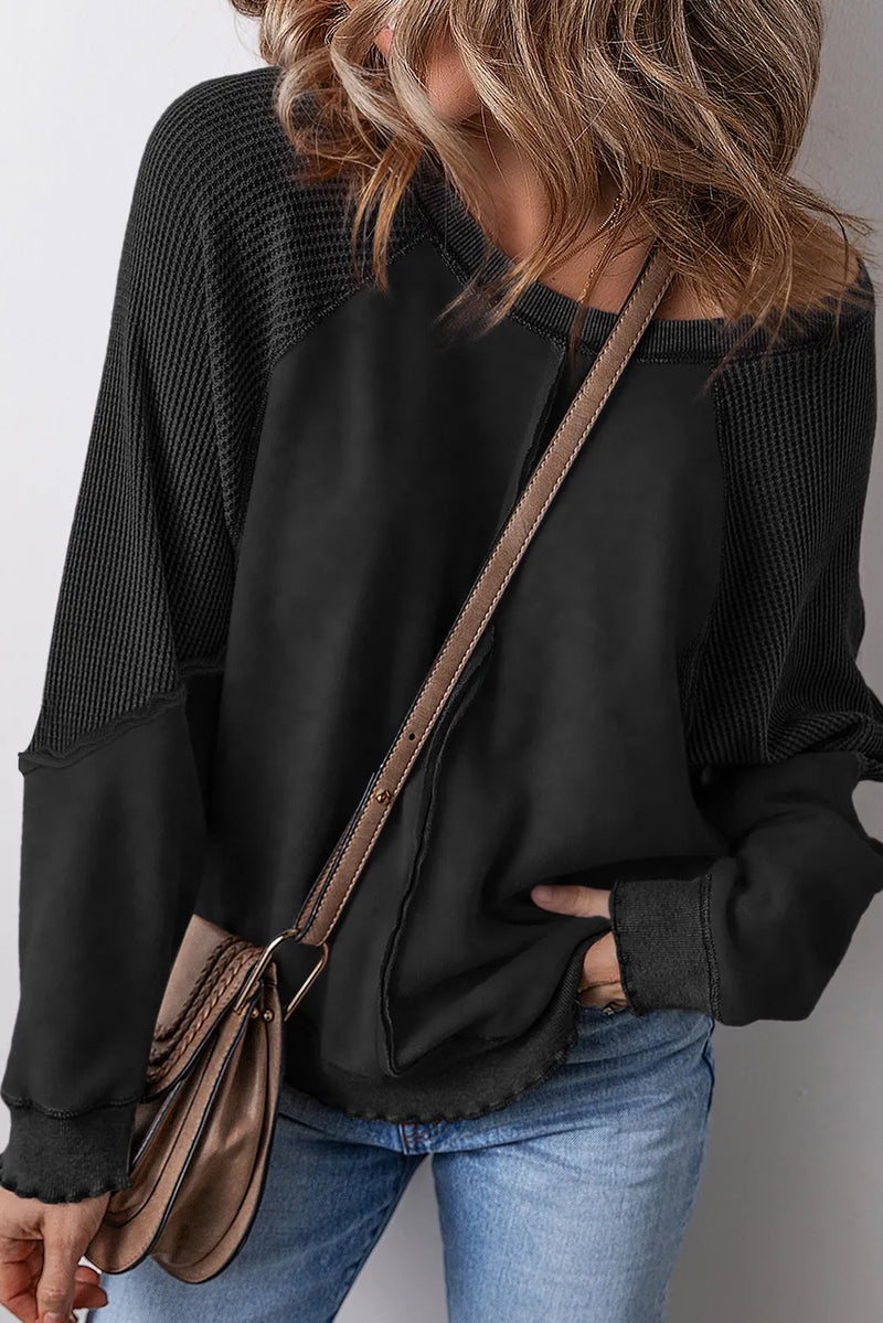 Karina Exposed Seam Long Sleeve Sweatshirt