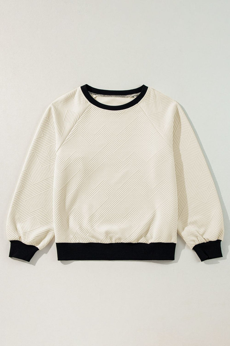 Texture Contrast Long Sleeve Sweatshirt