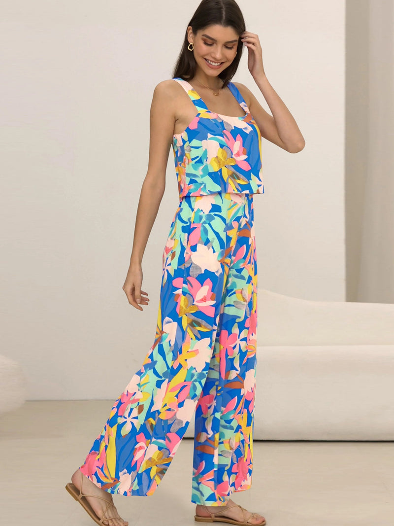 Adalee Printed Wide Strap Top and Pants Set