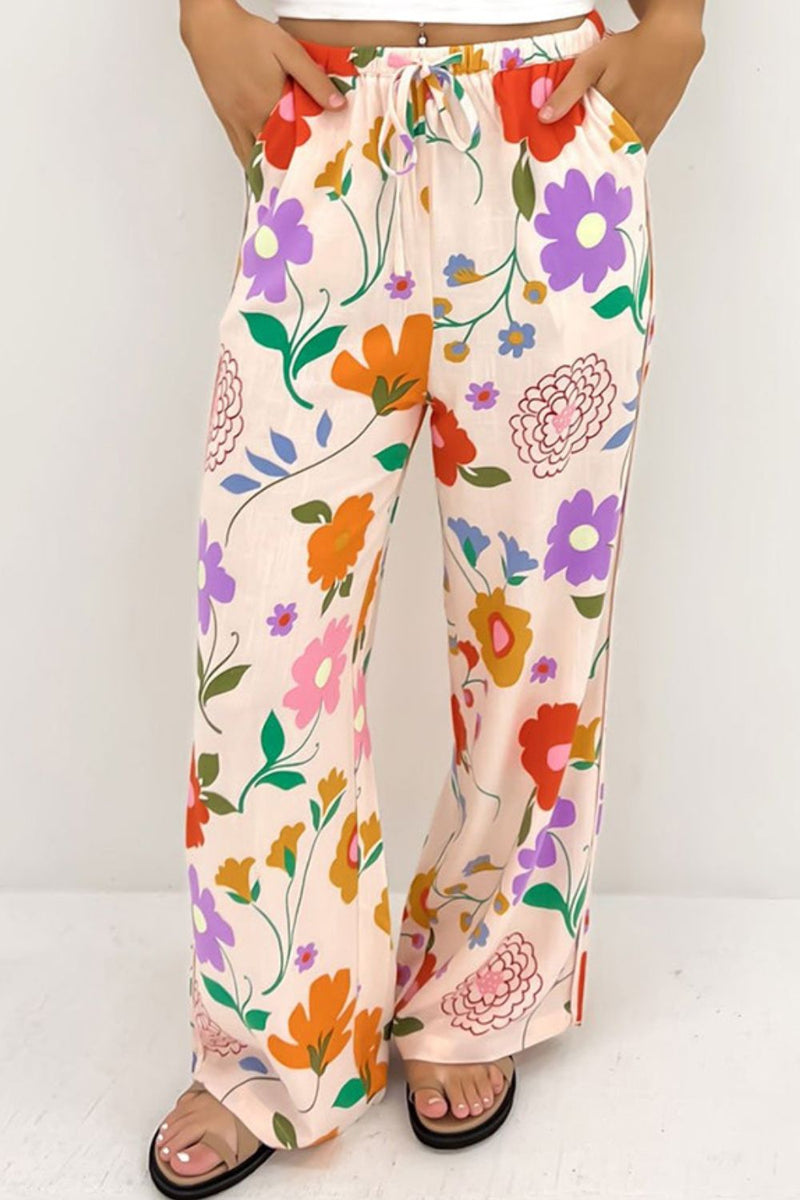 Joey Drawstring Printed Pants with Pockets