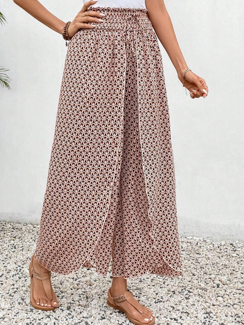 Tally Tied Printed Wide Leg Pants