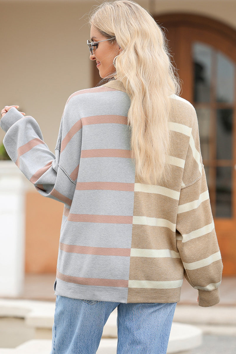 Jill Striped Round Neck Long Sleeve Knit Top