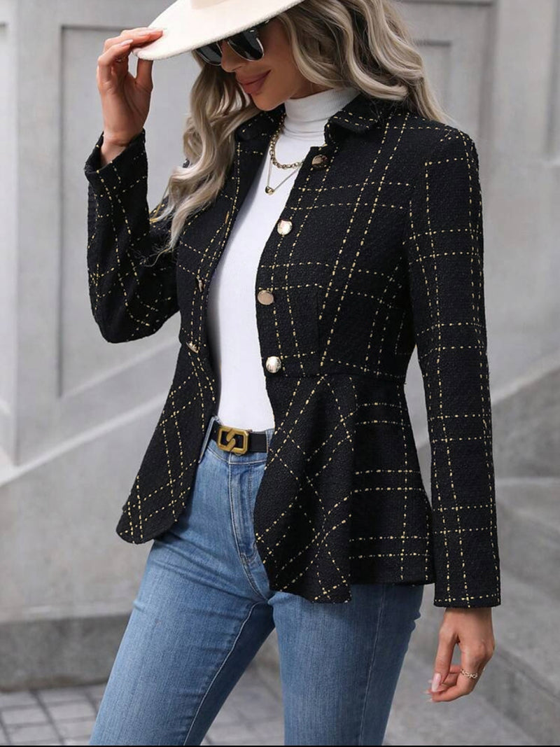 Islah Ruffle Hem Collared Blazer