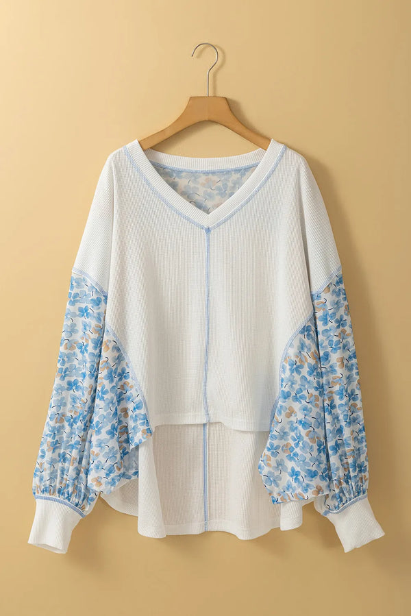 Vail Printed V-Neck Long Sleeve Blouse