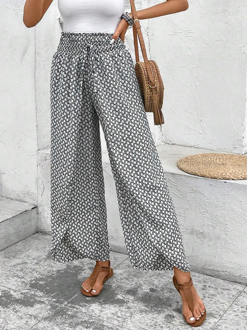 Tally Tied Printed Wide Leg Pants