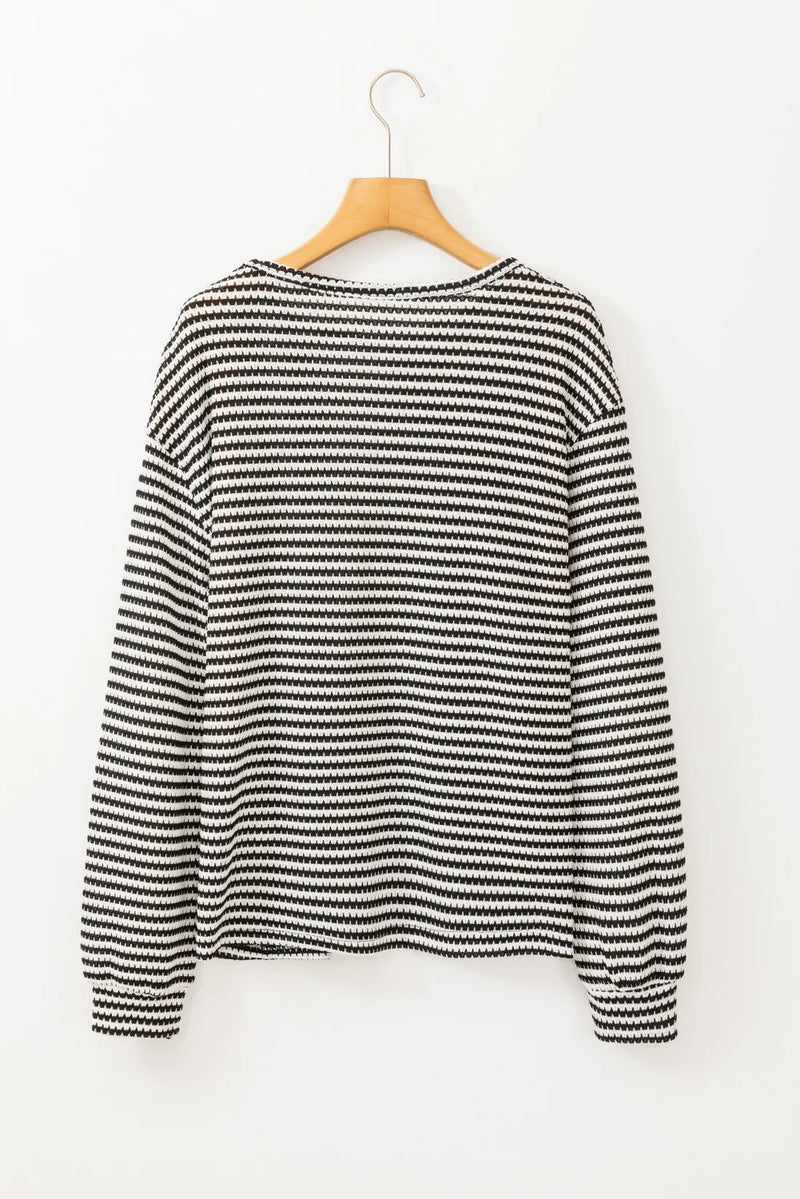 Kristen Striped Round Neck Long Sleeve Top