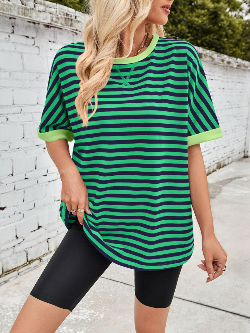 Tanya Lovelet Striped Round Neck Half Sleeve T-Shirt