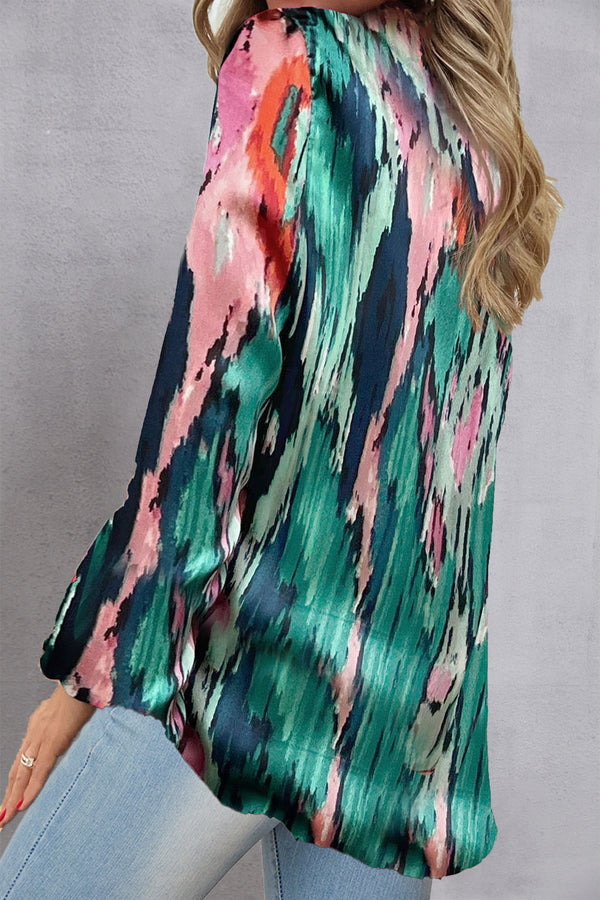 Landry Printed V-Neck Long Sleeve Blouse