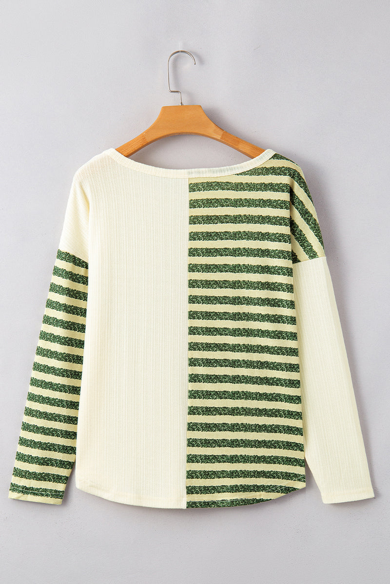 Danielle Striped Round Neck Long Sleeve Top