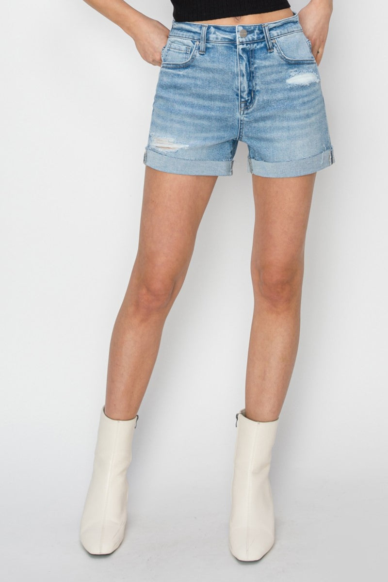 Reddington Distressed Mid-Rise Waist Denim Shorts