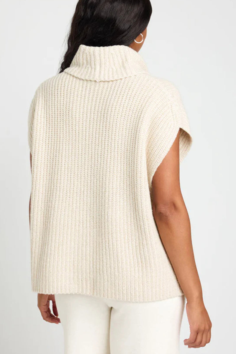 Alden Slit Turtleneck Cap Sleeve Sweater