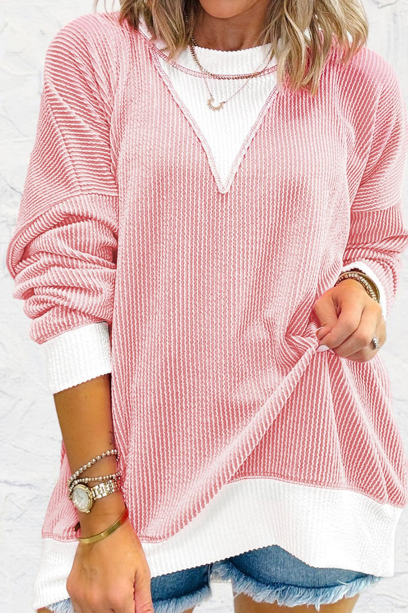 Jasmine Contrast Round Neck Long Sleeve Sweatshirt