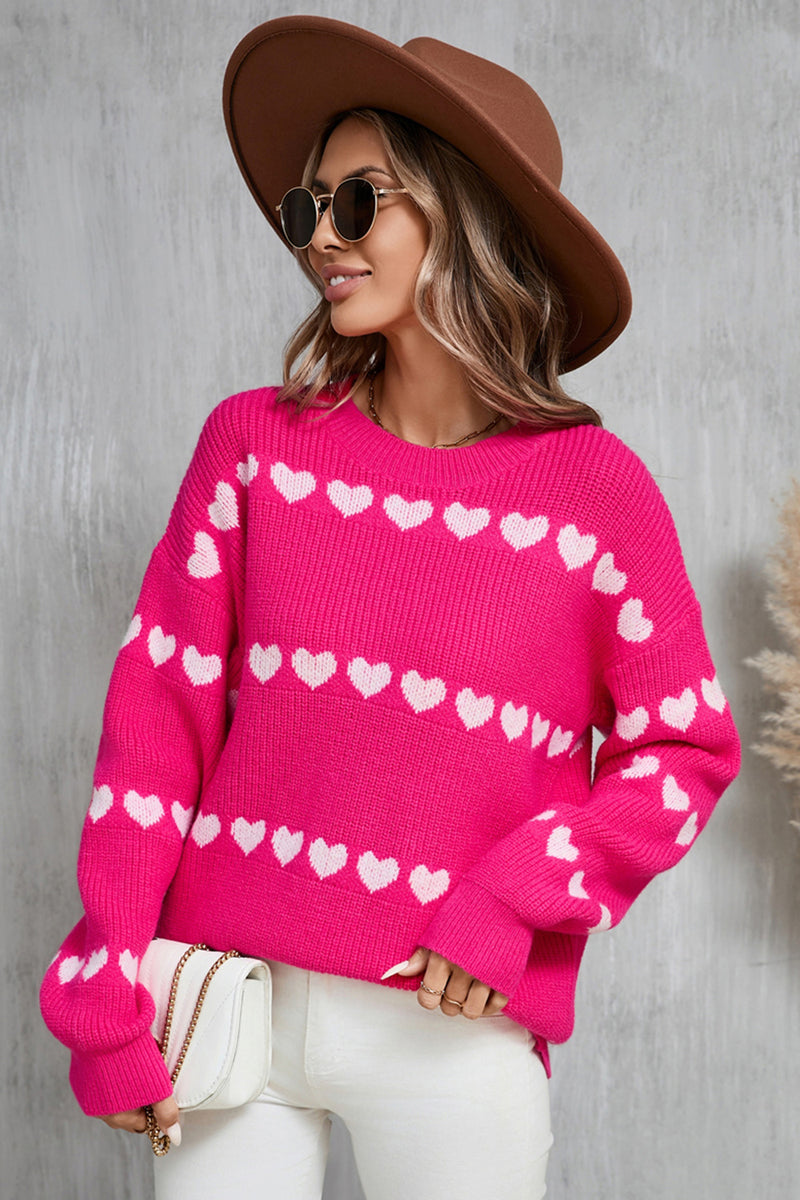 Charlie Heart Round Neck Long Sleeve Sweater