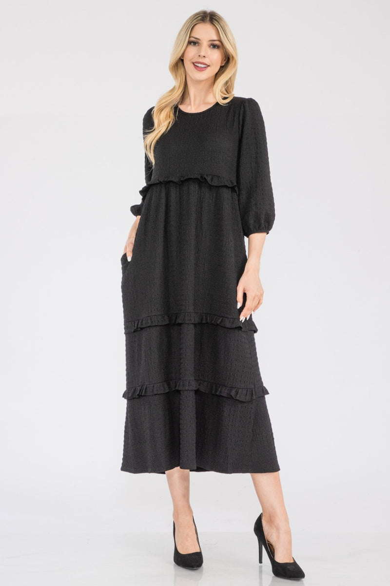 Kylie Full Size Tiered-Ruffle Midi Dress