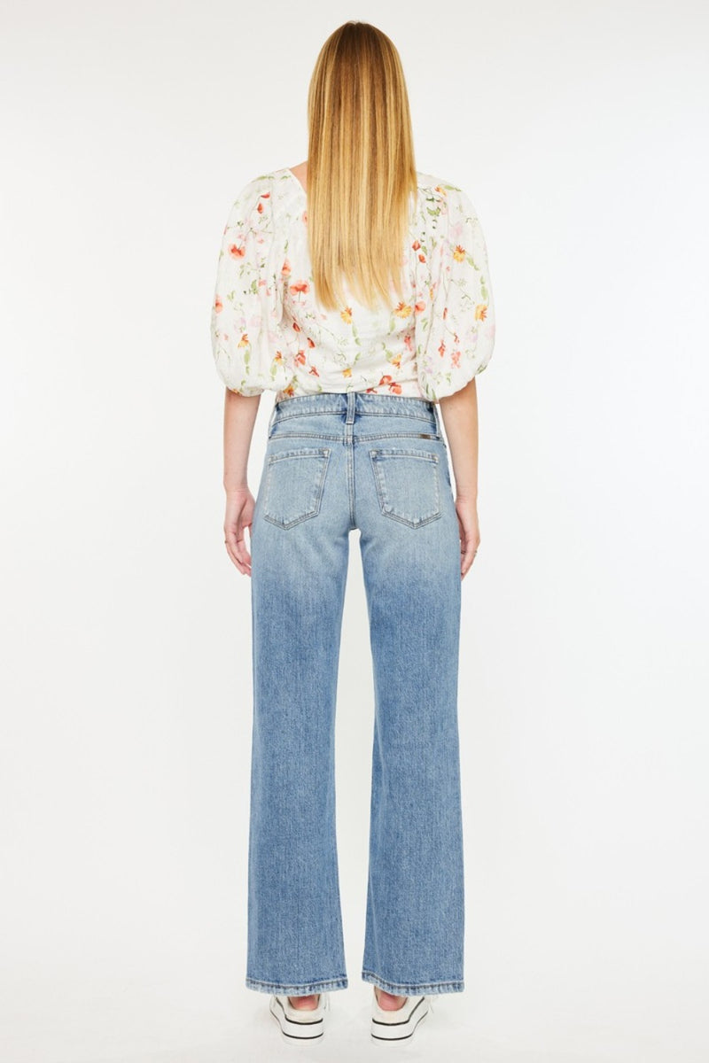 Beatrice Kancan Mid Rise Frayed Hem Straight Jeans