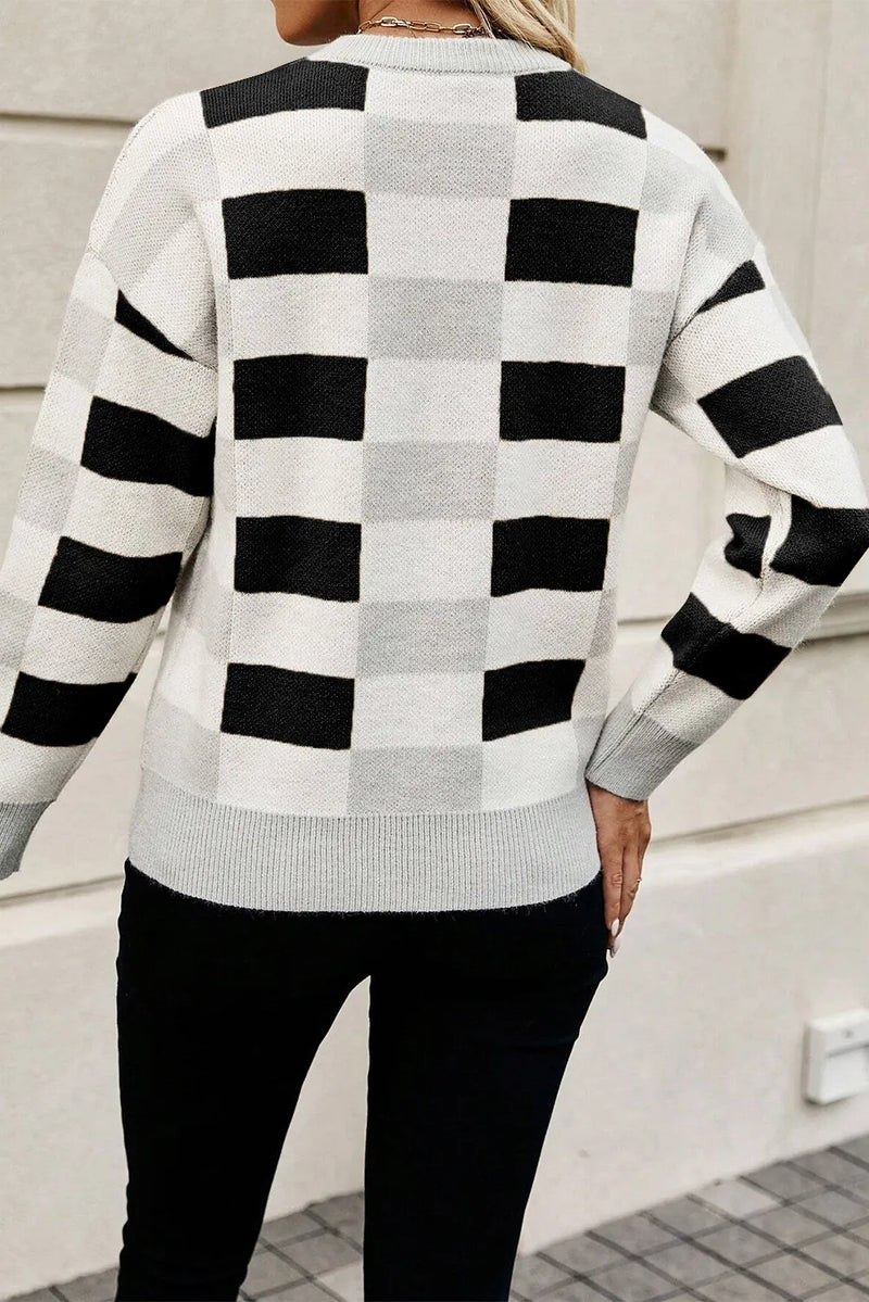 Chelsie Color Block Round Neck Sweater