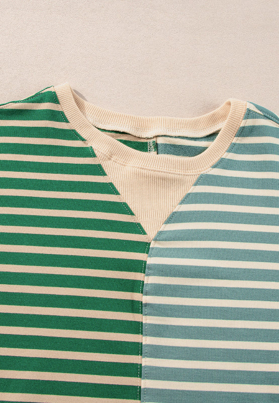 Brooks Contrast Striped Round Neck Long Sleeve Sweatshirt