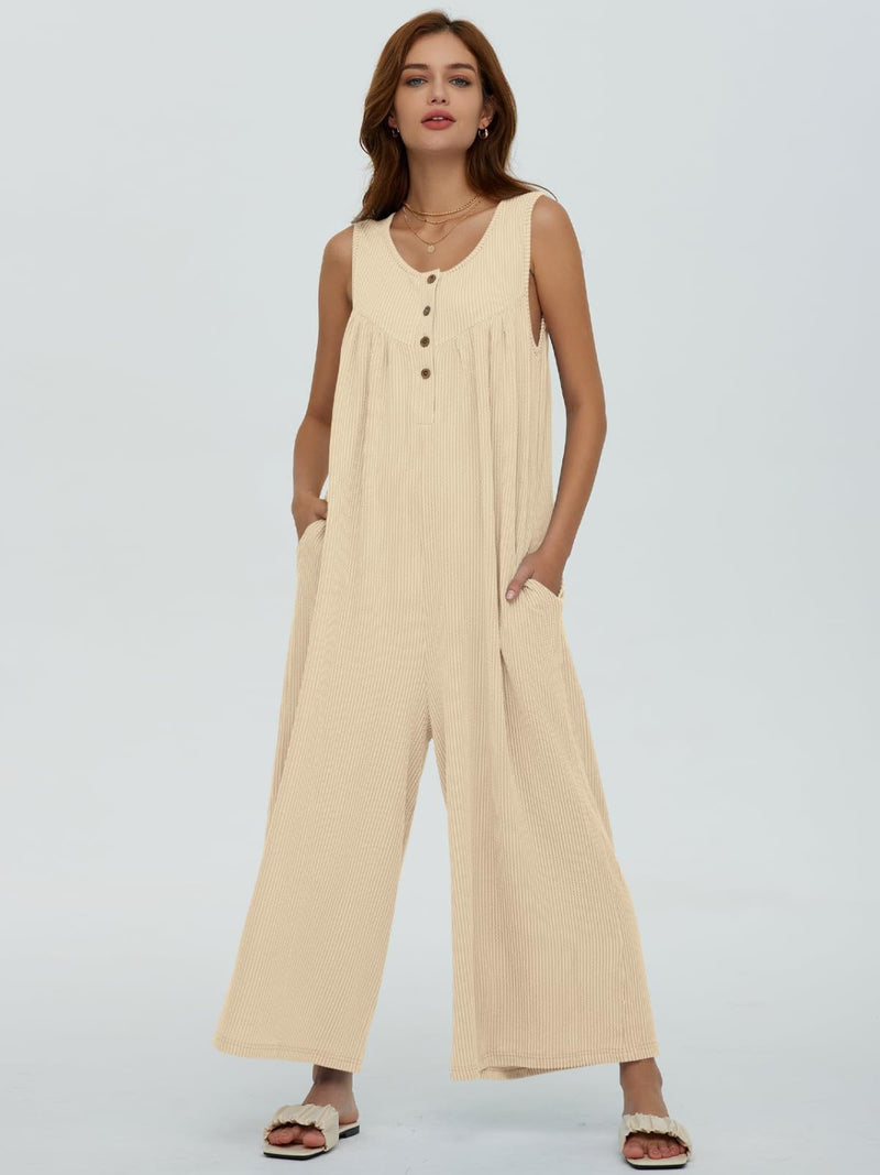 Sawyer Round Neck Wide Strap Jumpsuit