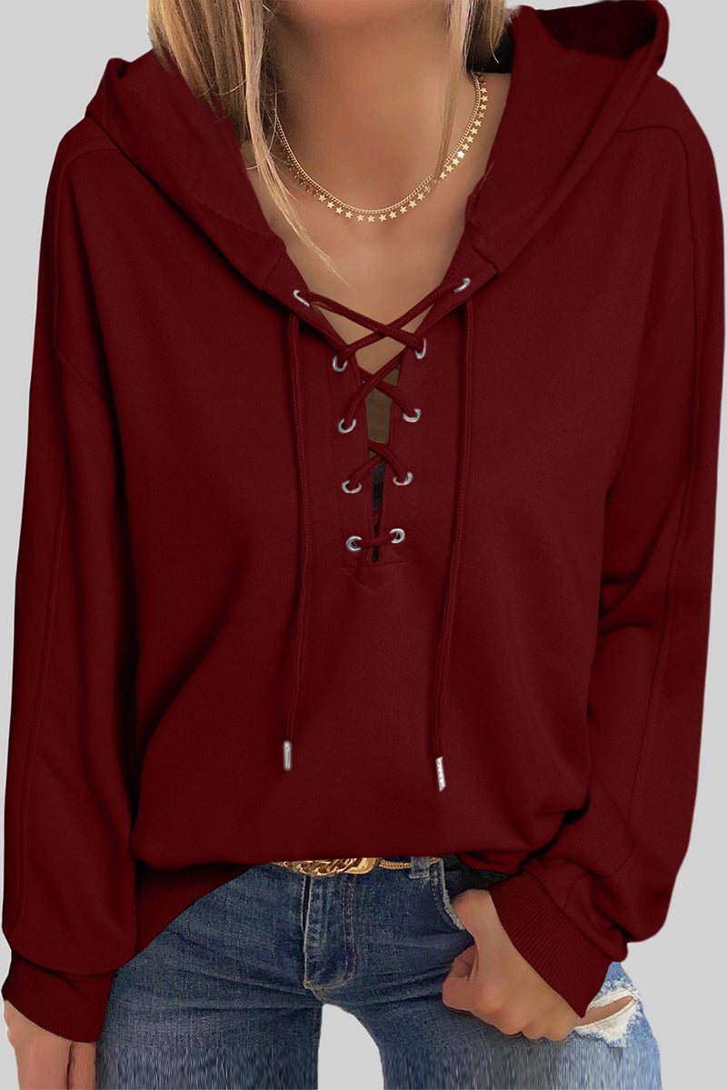 Macy Lace-Up Dropped Shoulder Hoodie