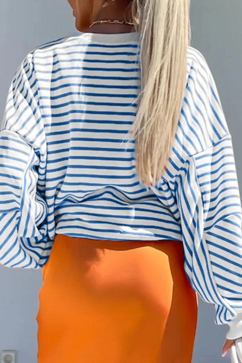 Daria Striped Dropped Shoulder Long Sleeve Sweatshirt